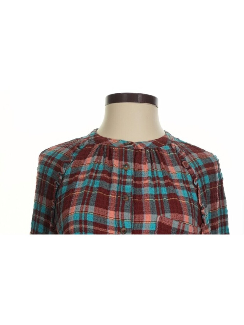 Pilcro Anthropologie Plaid Button Down Long Sleeve Blouse Size XS - Picture 7 of 7